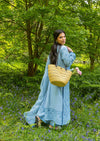 Faded blue Cutwork Embroidered suit MEERAKI