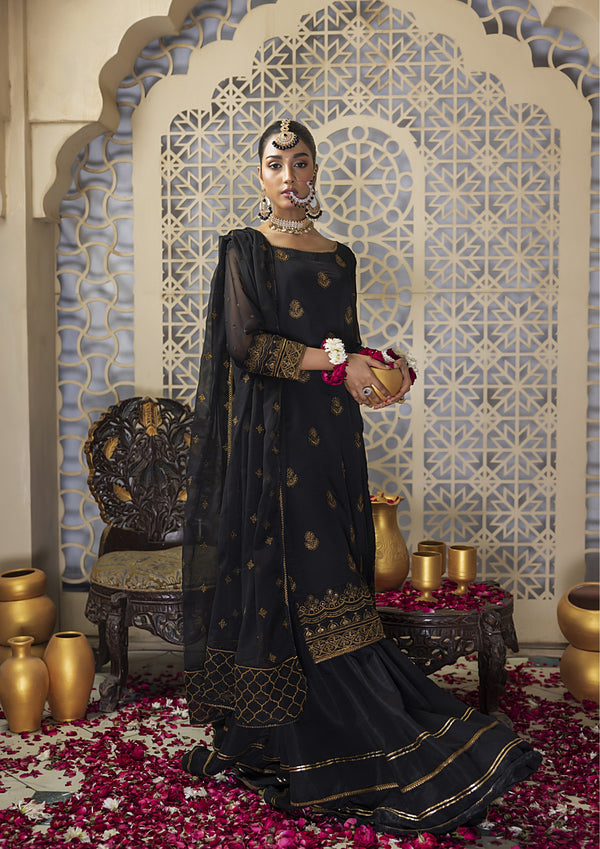 Black Nawabi Gharara MEERAKI