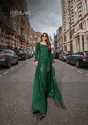 BOTTLE GREEN-3PC COTTON SILK EMBROIDERED SUIT MEERAKI