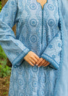 Faded blue Cutwork Embroidered suit MEERAKI
