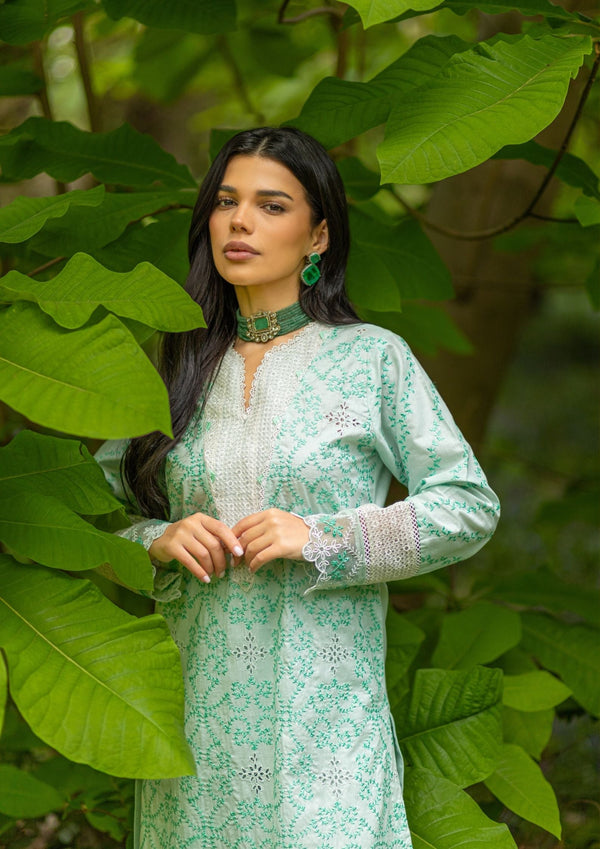 Seafoam Cutwork Embroidered Suit MEERAKI