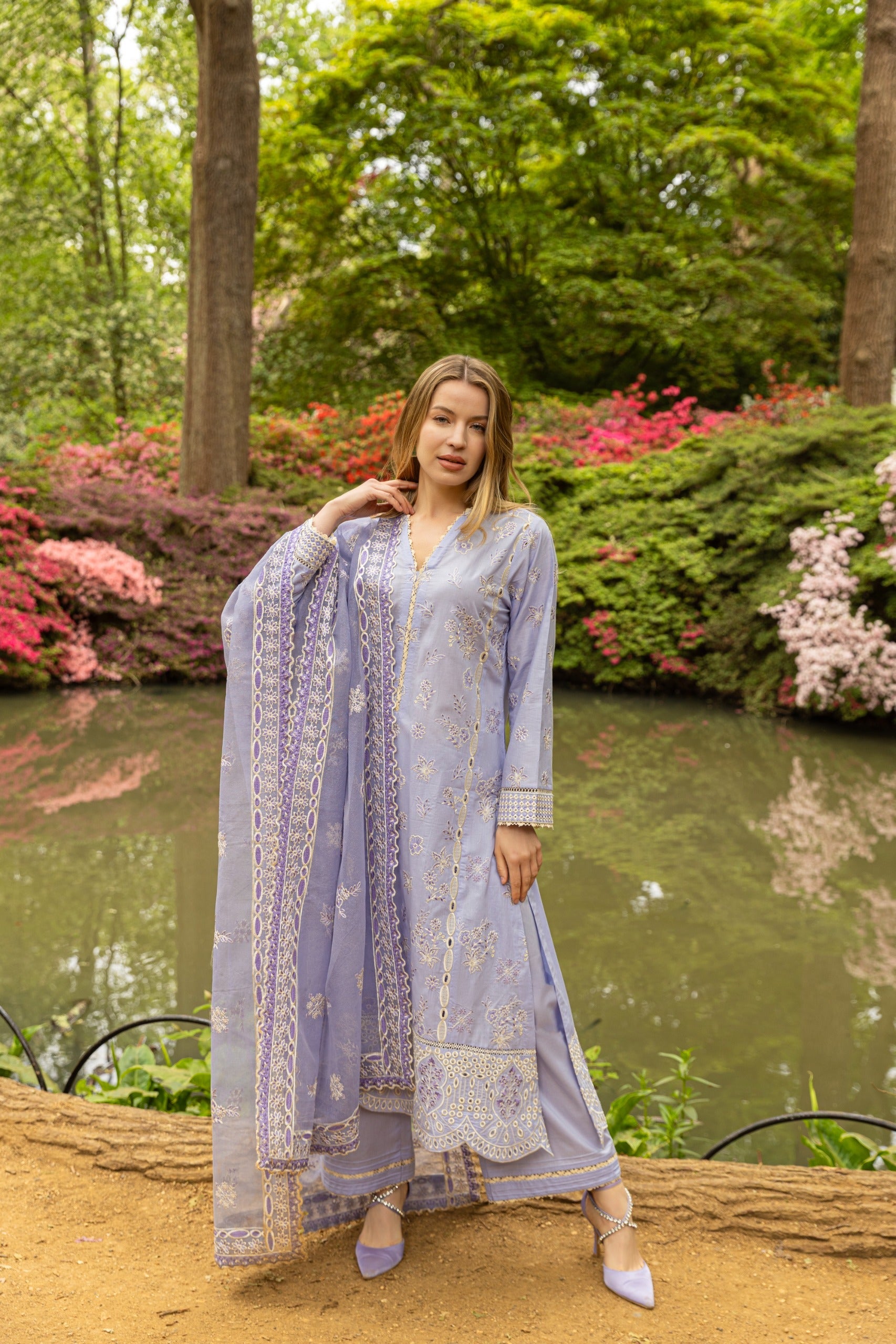 Dusty Lavender Chickenkari Suit MEERAKI